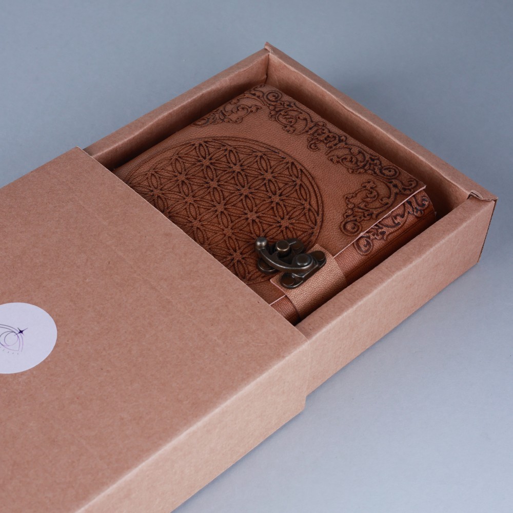 Užrašų Knygelė odiniu viršeliu "Gyvenimo Gėlė" 17,5 cm ant 13 cm